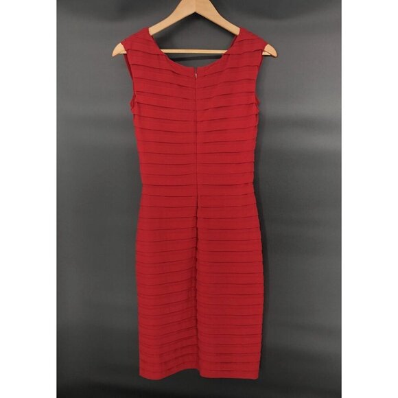 Adrianna Papell Womens Sleeveless Textured Sheath Dress Size 6 Red Evening Date - Picture 2 of 9
